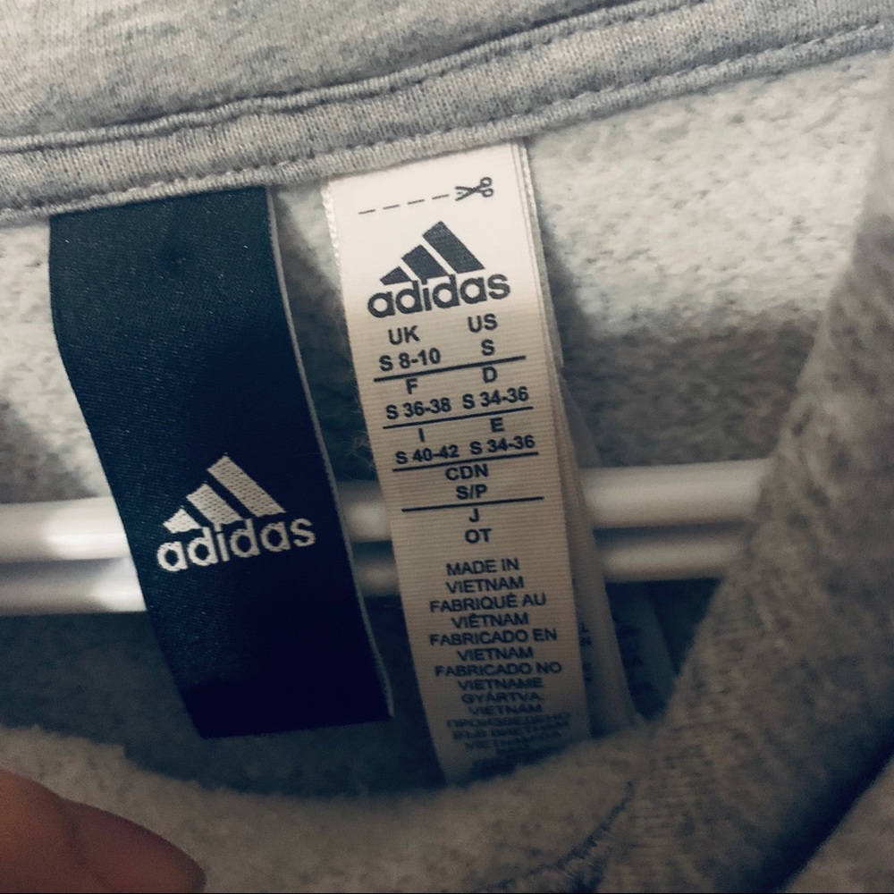 Grey Adidas Hoodie with Stripes - Picture 3 of 6